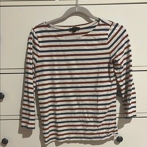Striped Women Shirt - White, Red, Blue